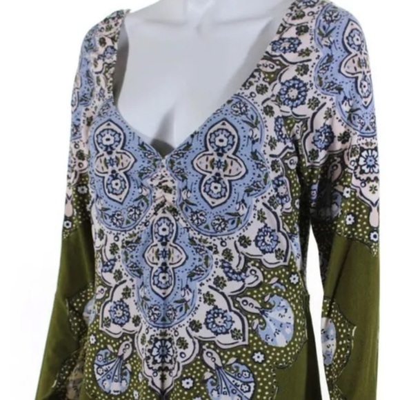 Free People Womens New Floral Pattern Long Sleeve Scoop Neck Dress NWT - Picture 6 of 6